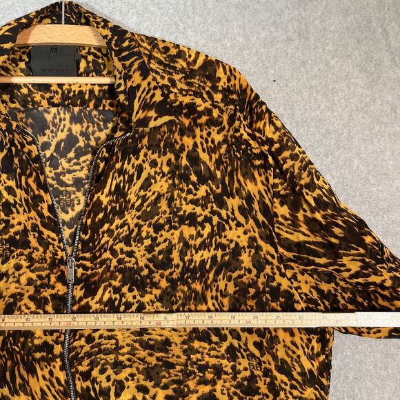 Givenchy Tunic Top 41 Leopard Animal Print Silk Blouse Full Zip Sheer Oversized - Picture 8 of 13